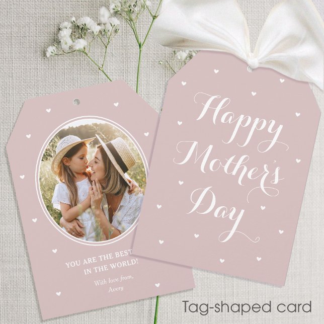 Mother's Day Personalised Photo Name Dusty Pink Card (Creator Uploaded)