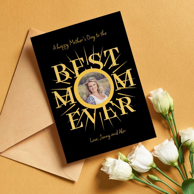 Mother's Day photo best mum ever typography card (Creator Uploaded)