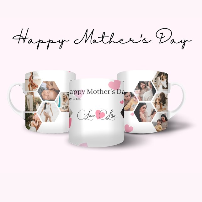 Mother's Day Photo Collage 12 Photos & Custom text Two-Tone Coffee Mug (Creator Uploaded)