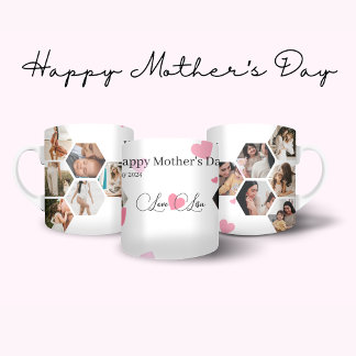 Mother's Day Photo Collage 12 Photos & Custom text Two-Tone Coffee Mug