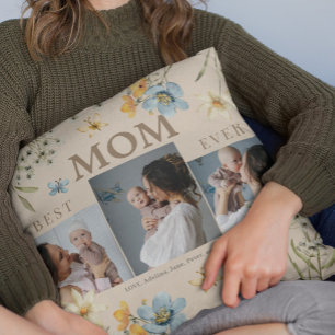 Mother's Day photo collage modern floral love Cushion