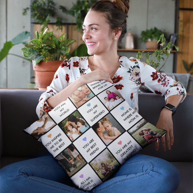 Mothers Day Photo Collage With Best Mum Quotes Cushion (Creator Uploaded)