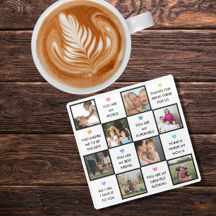 Mothers Day Photo Collage With Best Mum Quotes Glass Coaster