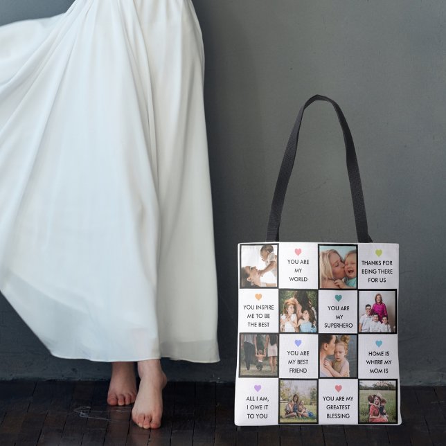 Mothers Day Photo Collage With Best Mum Quotes Tote Bag (Creator Uploaded)