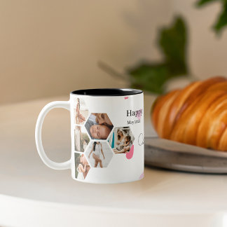 Mother's day Photo Collage with Custom Text Large Coffee Mug