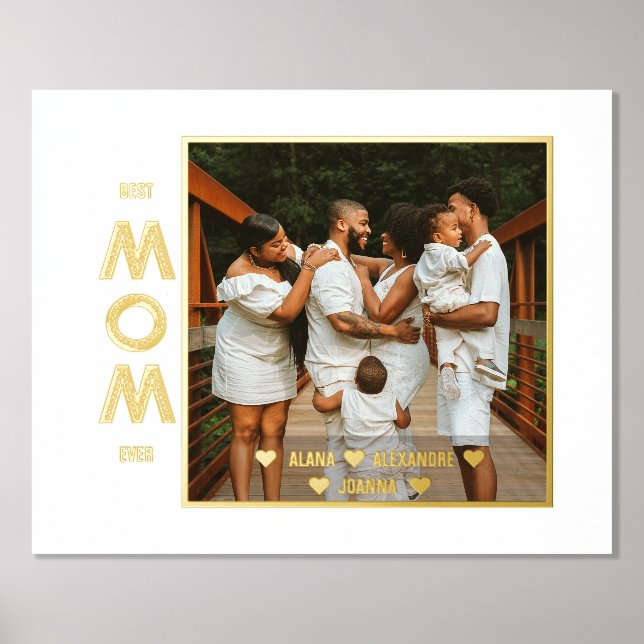 Mother's Day Photo, Modern Script Text Gold Silver Foil Prints (Front)