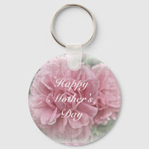 Mother's Day Pink Climbing Rose Blossoms Key Ring