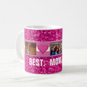 Mother's Day Pink   Custom 3 Photos Collage Coffee Mug