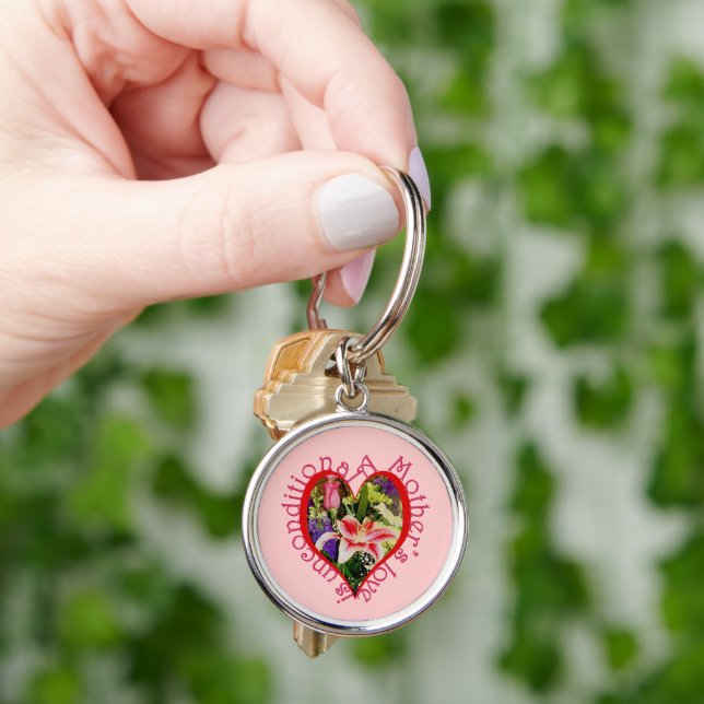 Mother's Day Pink Floral Love Unconditional Key Ring (Hand)