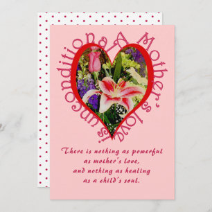 Mother's Day Pink Floral Love Unconditional Poem Holiday Card