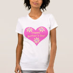 Mother's Day Pink Heart and Yellow Flowers T-Shirt<br><div class="desc">Pretty and bright pink heart with 3 yellow and purple flowers. Customisable text says "Happy Mother's Day!"</div>