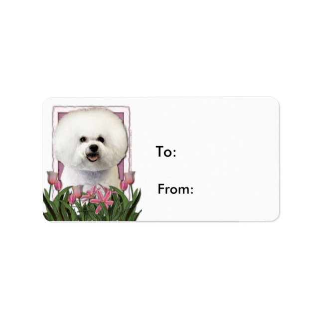 Mothers Day - Pink Tulips - Bichon Frise Label (Front)