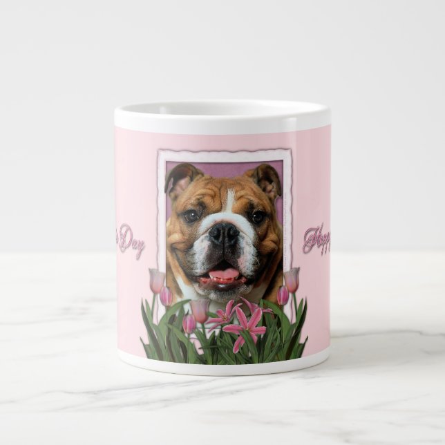 Mothers Day - Pink Tulips - Bulldog Large Coffee Mug (Front)