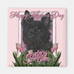 Mothers Day - Pink Tulips - Cairn Terrier - Rosco Magnet