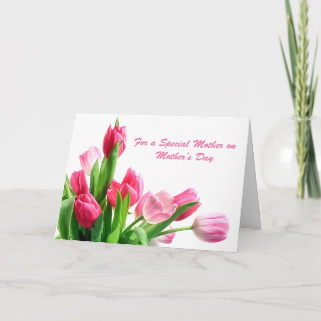 Mother's Day Pink Tulips Card (Front)