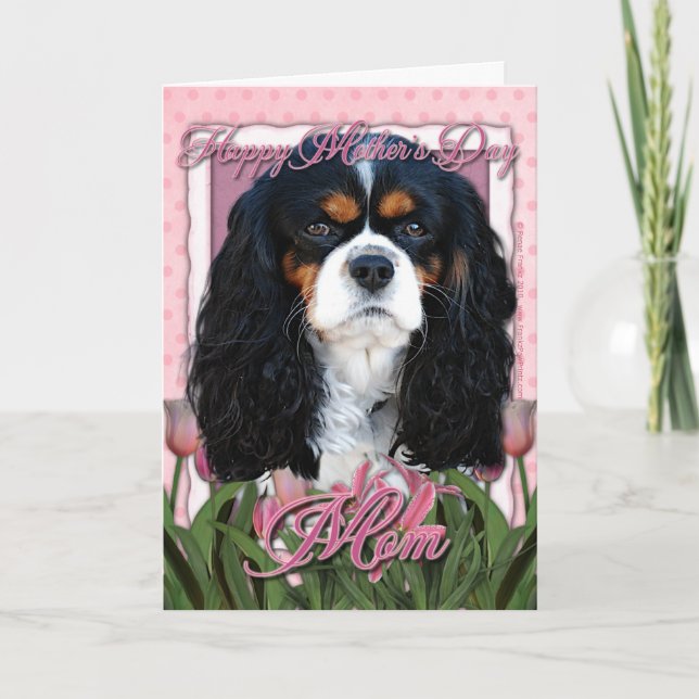 Mothers Day - Pink Tulips - Cavalier - Tri-Colour Card (Front)