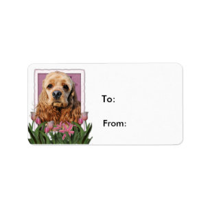 Mothers Day - Pink Tulips - Cocker Spaniel Label