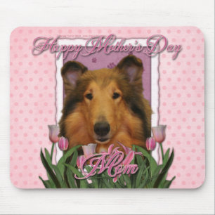 Mothers Day - Pink Tulips - Collie - Natalie Mouse Pad
