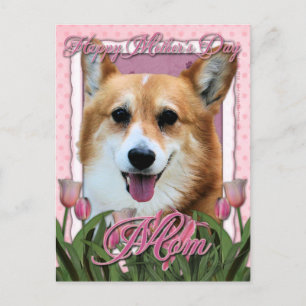 Mothers Day - Pink Tulips - Corgi - Owen Postcard