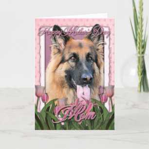 Mothers Day - Pink Tulips - German Shepherd Chance Card