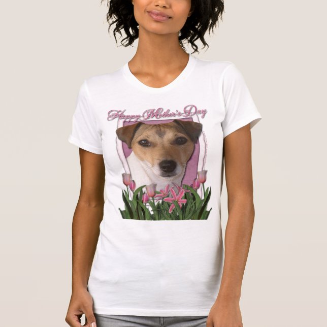 Mothers Day - Pink Tulips - Jack Russell T-Shirt (Front)