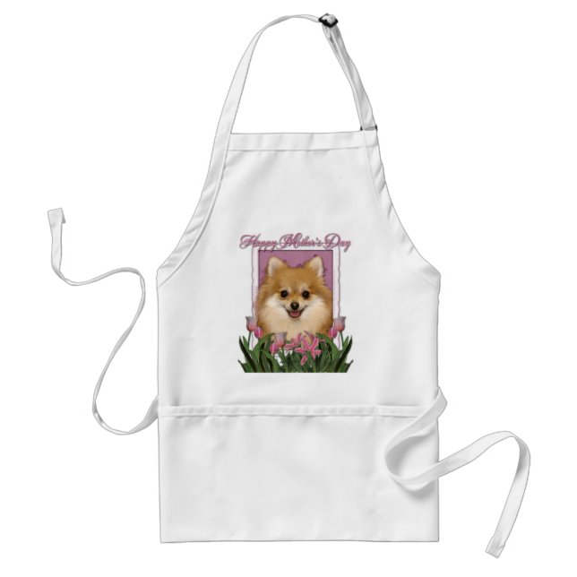 Mothers Day - Pink Tulips - Pomeranian Standard Apron (Front)