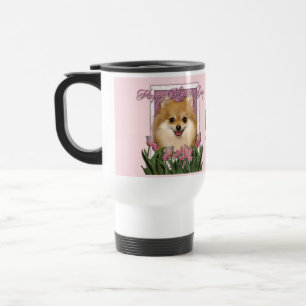 Mothers Day - Pink Tulips - Pomeranian Travel Mug