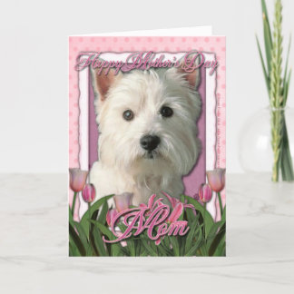 Mothers Day - Pink Tulips - West Highland Terrier Card