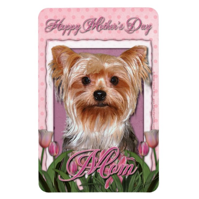 Mothers Day - Pink Tulips - Yorkshire Terrier Magnet (Vertical)