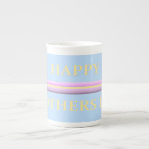 Mothers Day pink yellow with graphics and words Bone China Mug