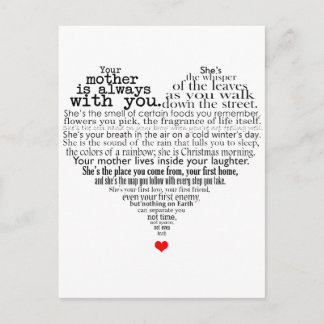 Mother's day poem postcard