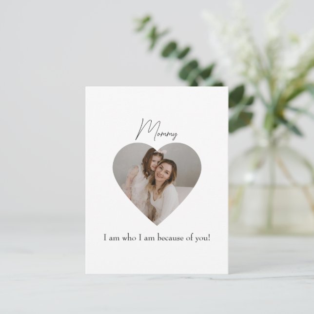 Mother's Day Postcard with Heart Photo (Standing Front)