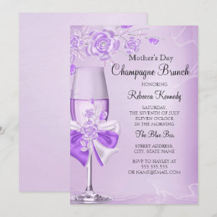 Mother's Day Pretty Lilac Rose Champagne Brunch Invitation