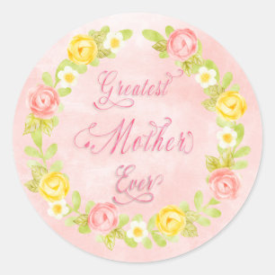 Mother's Day -  Pretty Watercolor Roses 2 WA Classic Round Sticker