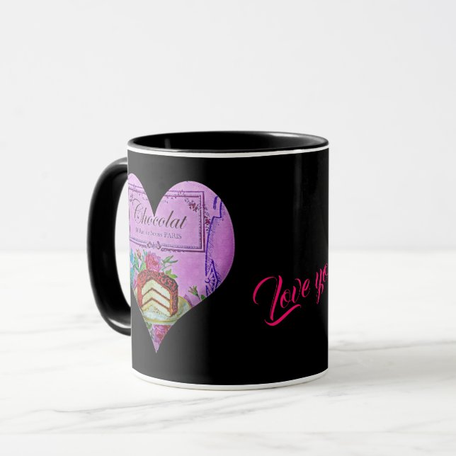 Mother's Day purple heart Chocolate    Mug (Front Left)