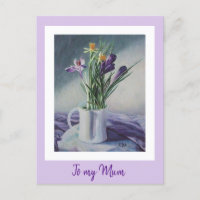 Mother's day purple vintage flowers painting art