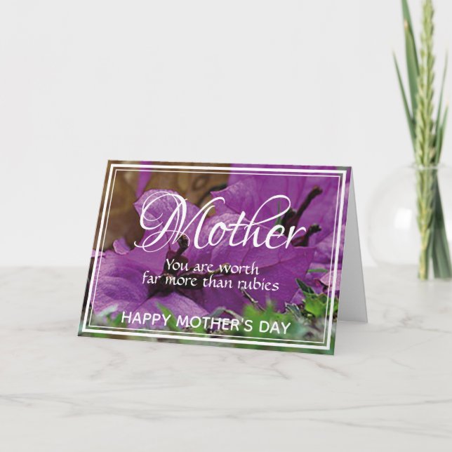 MOTHER'S DAY Purple WORTH MORE THAN RUBIES Card (Front)