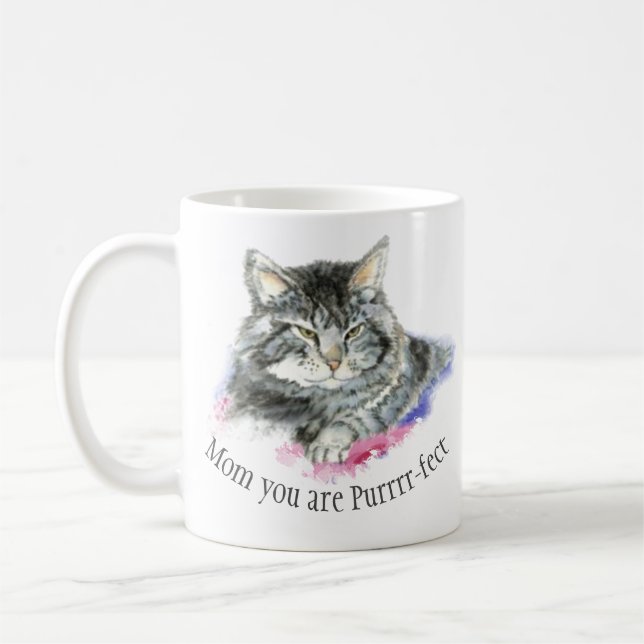Mother's Day Purrr-fect Mum Cat Quote Coffee Mug (Left)