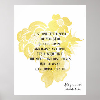 Mother's Day quote art Gold foil flowers Poster