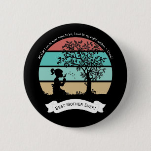 Mother's Day Quote Sitting Under Tree Angel Mother 6 Cm Round Badge