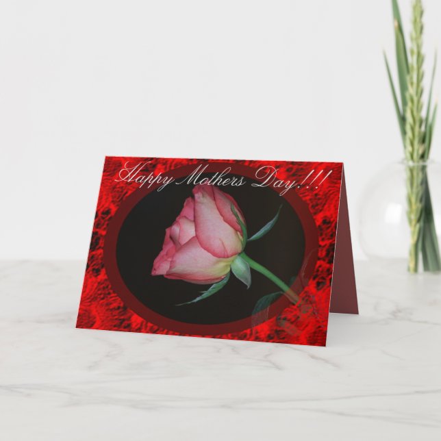 Mothers Day Red Rose Greeting Card (Front)