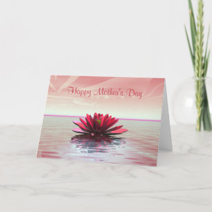 Mother's Day Red Water Lily Card