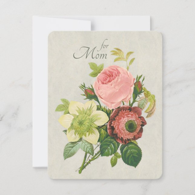 Mother's Day Redouté Pink rose Centifolia CC1113 Card (Front)