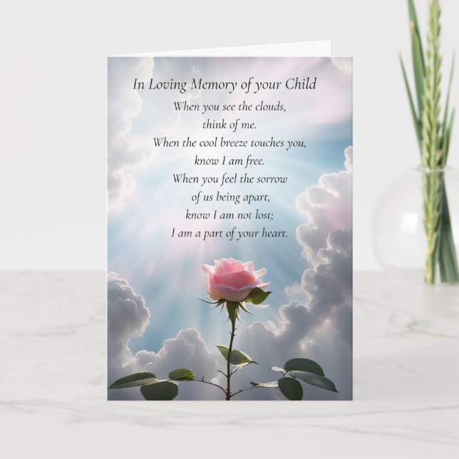 Mothers Day Remembrance of Child Single Rose Card (Front)