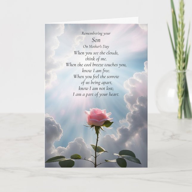 Mothers Day Remembrance of Son  Card (Front)