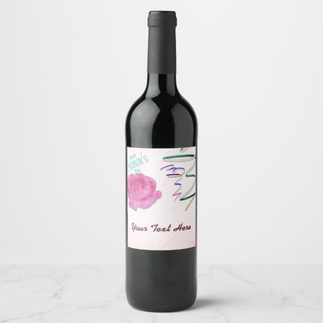 Mother's Day Rose and Confetti Wine Label (Front)