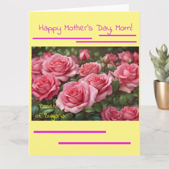 Mother's Day Roses & Flowers Folded Greeting Card (Small Plant)