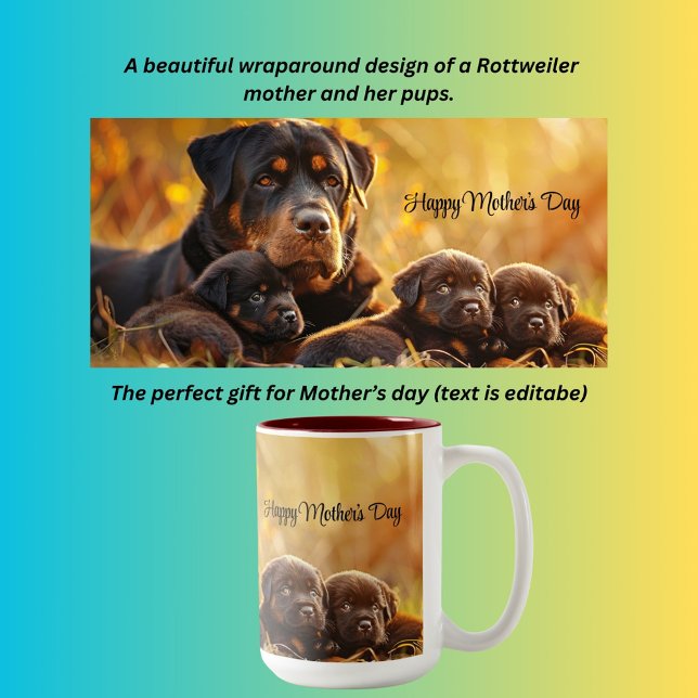Mother's day rottweiler & pups  Two-Tone coffee mug (Creator Uploaded)
