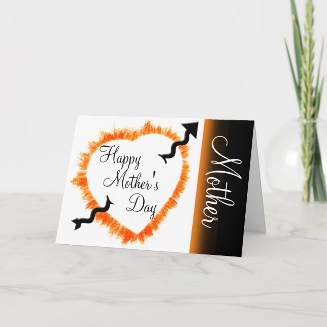 Mother's Day Rustic Hollow Orange Heart Outline Card (Front)