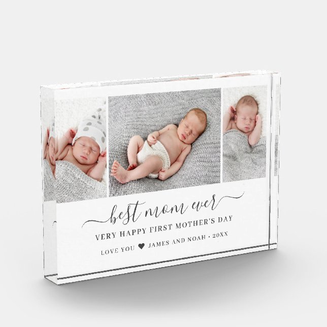 Mother's Day Script Best Mum Ever Photo Block (Left)